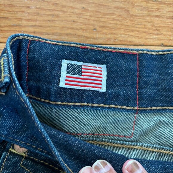 True Religion Mens‎ 42 Relaxed Baggy Jean Shorts Ricky Dark Blue Wash Denim USA - Picture 4 of 8